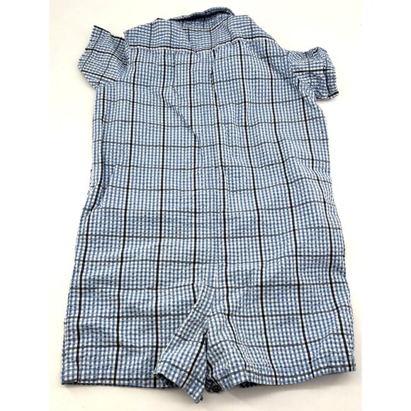 Ralph Lauren Infant Boys Blue Plaid Short Sleeve Romper XL 18-24 Months 100% Cot - Picture 3 of 3